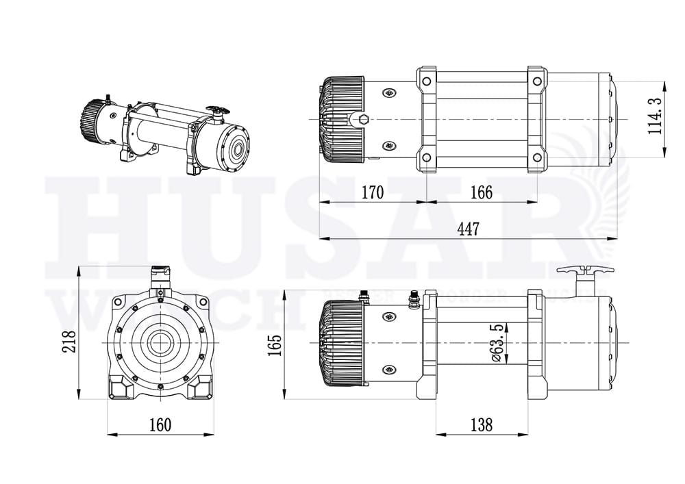 Husar Winch, 8500 lbs, Rope, 12 V 4