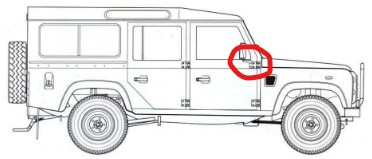 Etuoven yläsarana, oikea etu Defender 1