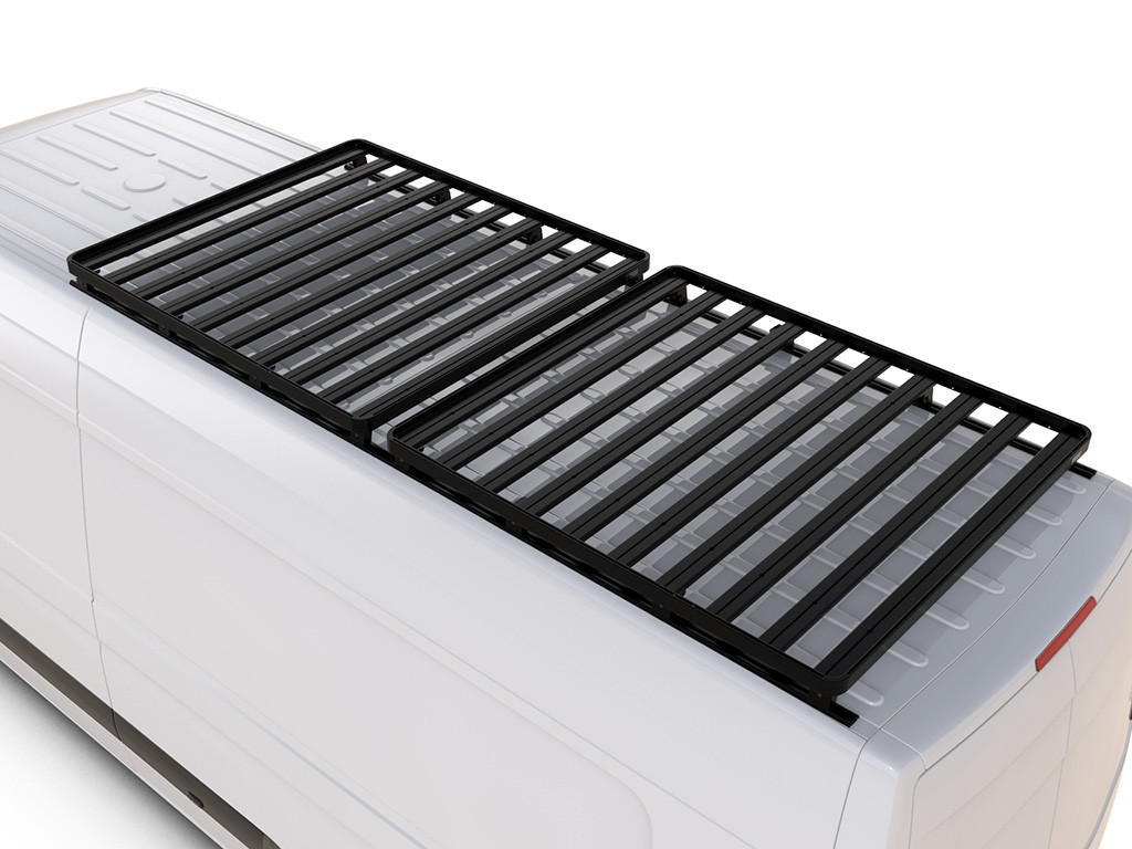 Mercedes Benz Sprinter 170in/L3/LWB akseliväli ilman OEM-telaketjuja (2006-nykyinen) Slimline II -kattotelinesarja 1