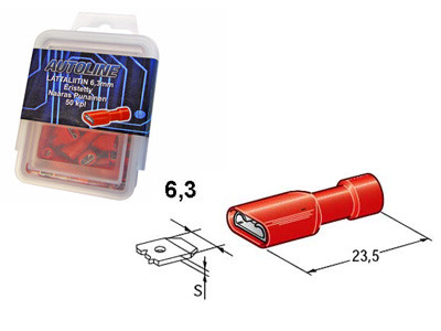 6.3mm Female, red, covered 10pcs