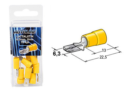 6.3mm male, Gul, skyddöd 50pcs