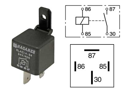 Kytkentärele 24V 40A 4-jalkainen